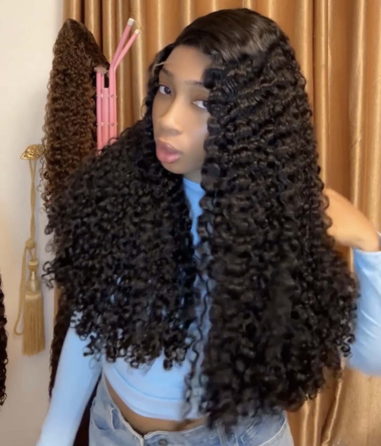 26” SDD Chinese pixie curls 200g bundles paired with 50g 5by5 closure