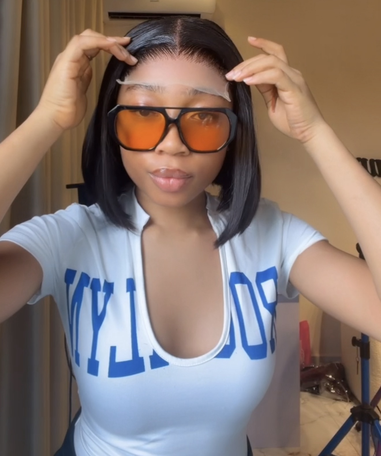 10” Double Drawn Bob wig paired with 5by5 closure 180g
