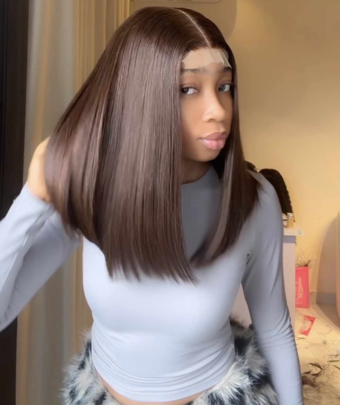 14” SDD brown Vietnamese bone straight 2by6 closure